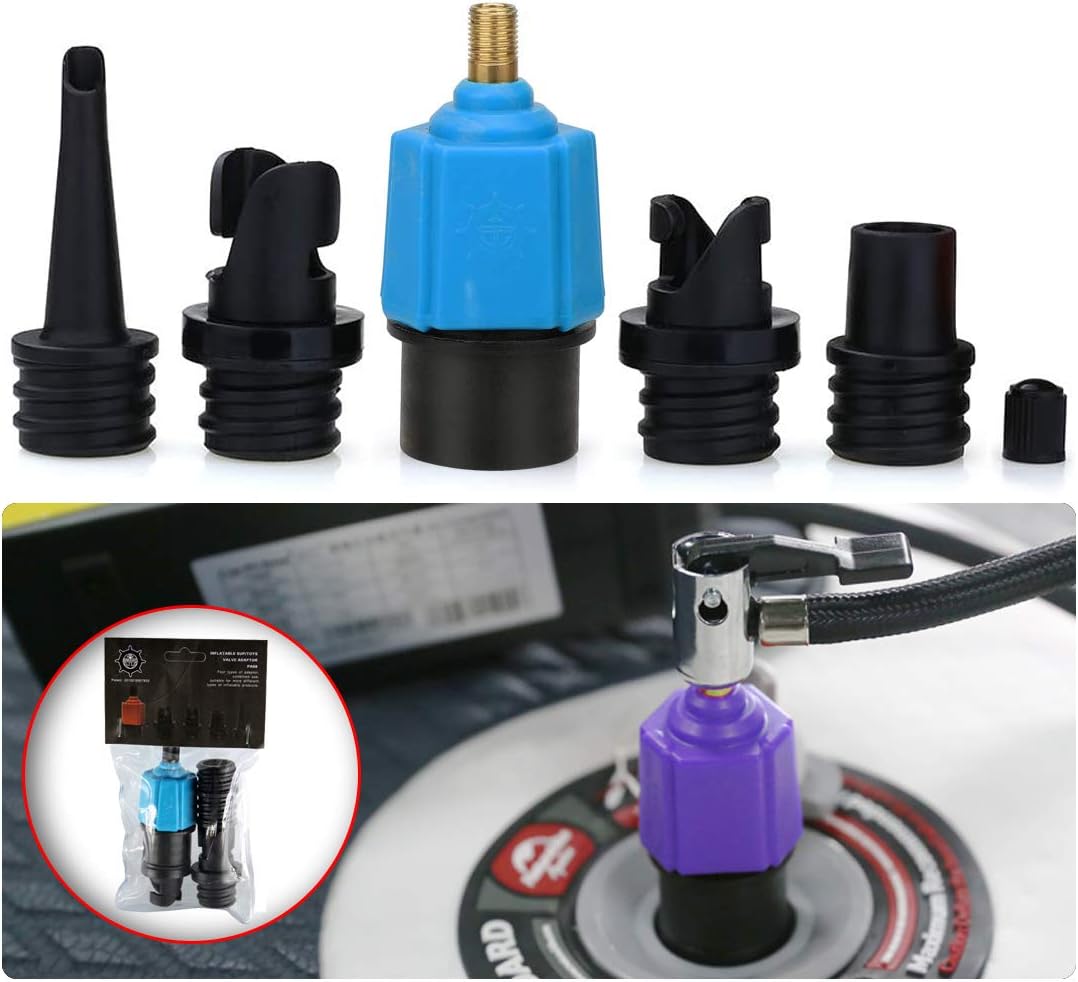 SUP Electric Pump Adaptor Compressor Air Valve Converter Multifunction Valve Adapter with 4 Air Nozzles for Halkey Roberts Valve, Stand Up Inflatable Paddle Board, Inflatable Bed, Inflatable Boat