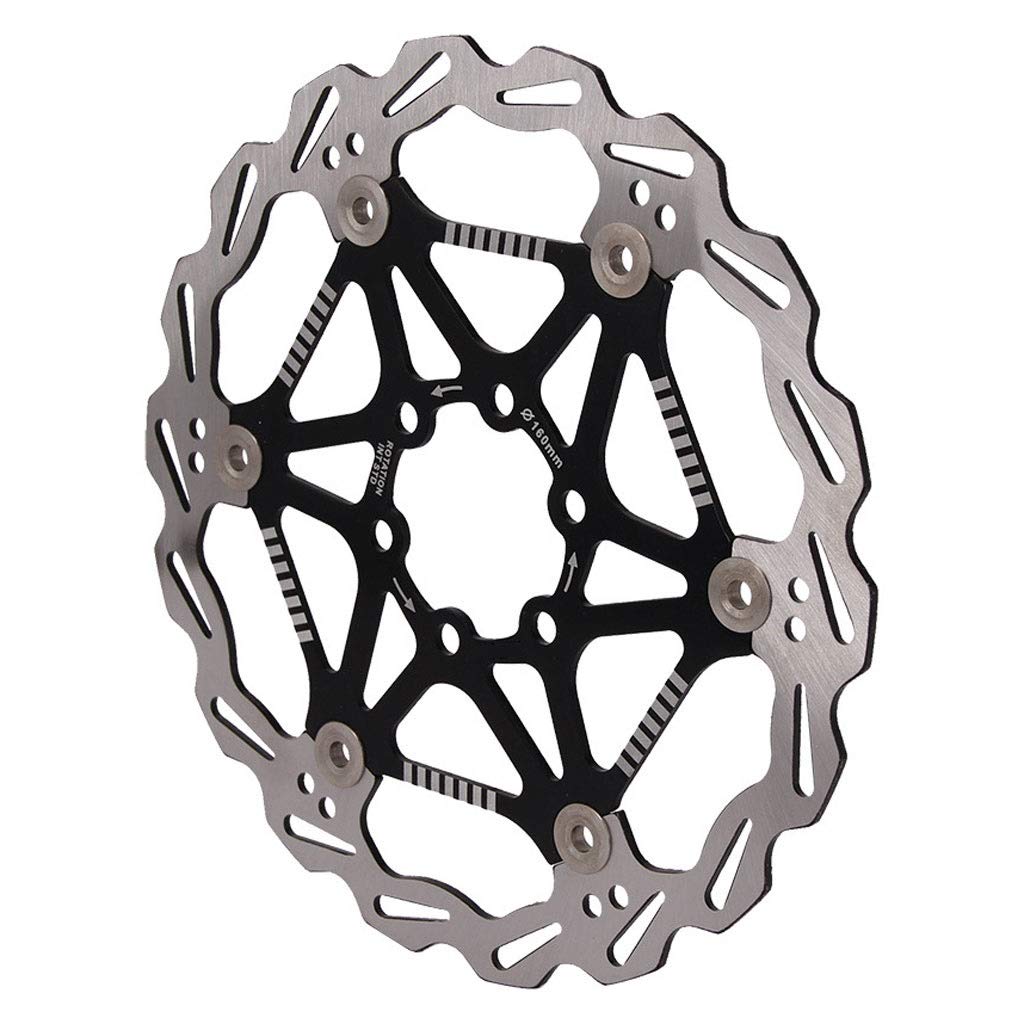 Vélo de Montagne Disque Frein Rotor VTT 160mm 180mm 2pcs Acier Inoxydable Alliage Distance du Trou Central:44mm (Color : Black, Size : 180mm)