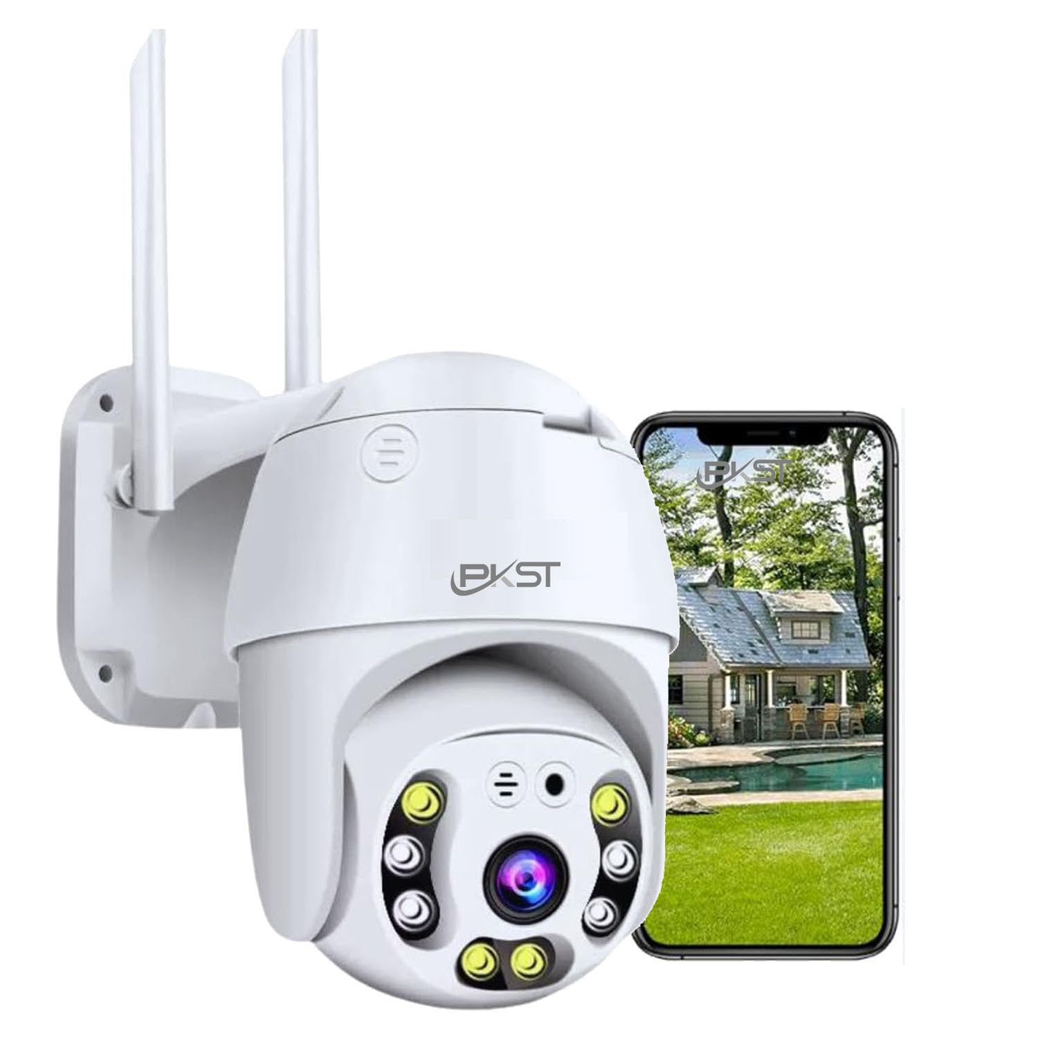 PKST Weatherproof, Wi-Fi Security Camera Outdoor, Plug-in Surveillance for Home Rotate 360° Tilt, Motion Tracking, Full Color Vision Camera. (Weatherproof White Ptz Camera) (W PTZ) (B0C743B27Z) Amazon Price History, Amazon Price Tracker