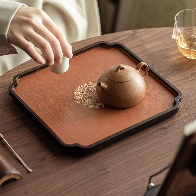 Bandeja para Servir té, Bandeja para té seco Chino, Juego de té pequeño, Bandeja para Guardar Tazas de té, Soporte de Madera para Comer en el Regazo (C)