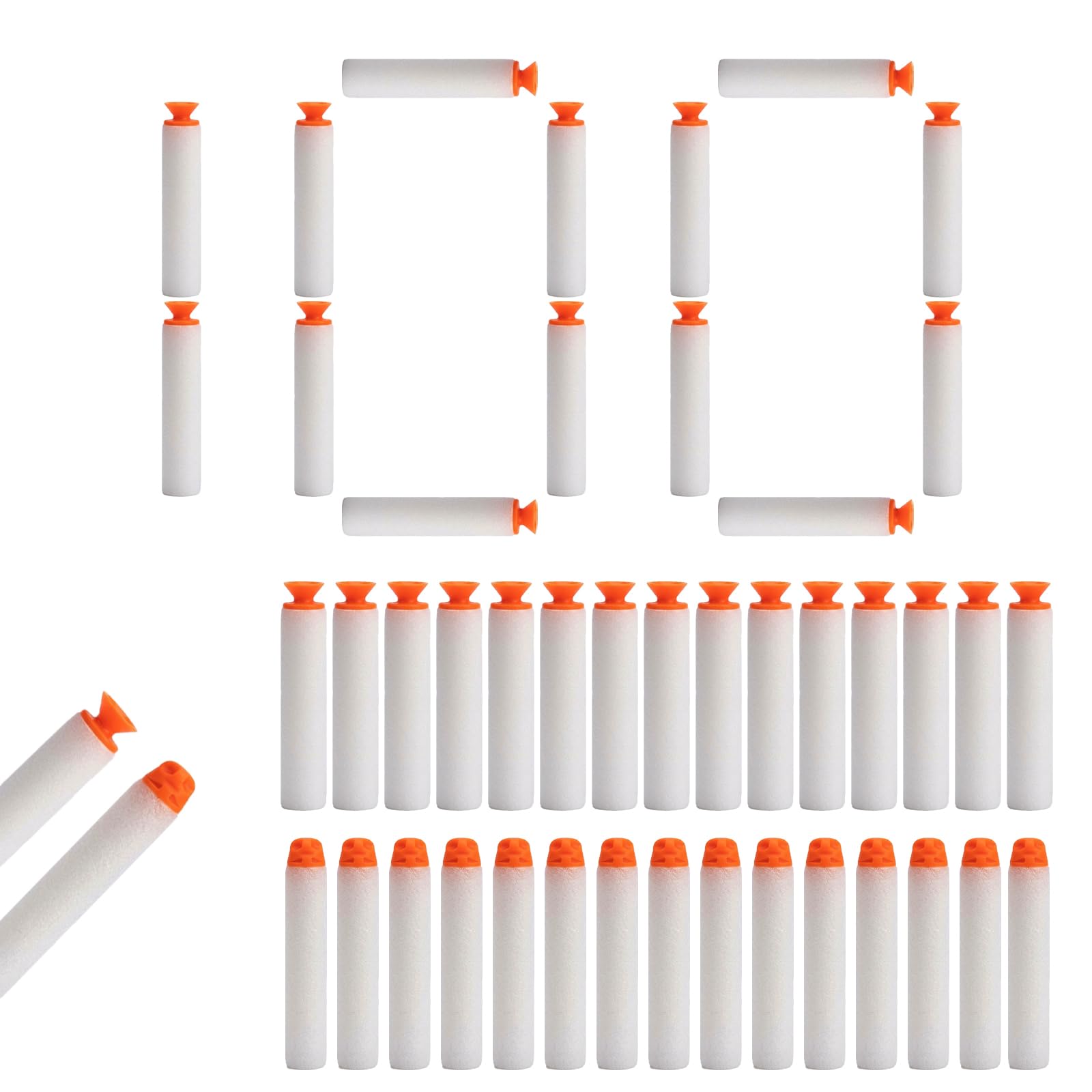 100 Soft Foam Bullets Combo | 7.2x1.2cm | for Alpha Striker (50 Suction Sticky + 50 Standard) Refill Darts for Toy Gun, Safe Kids Ammo, Indoor Outdoor Shooting Toy Accessories-image-5