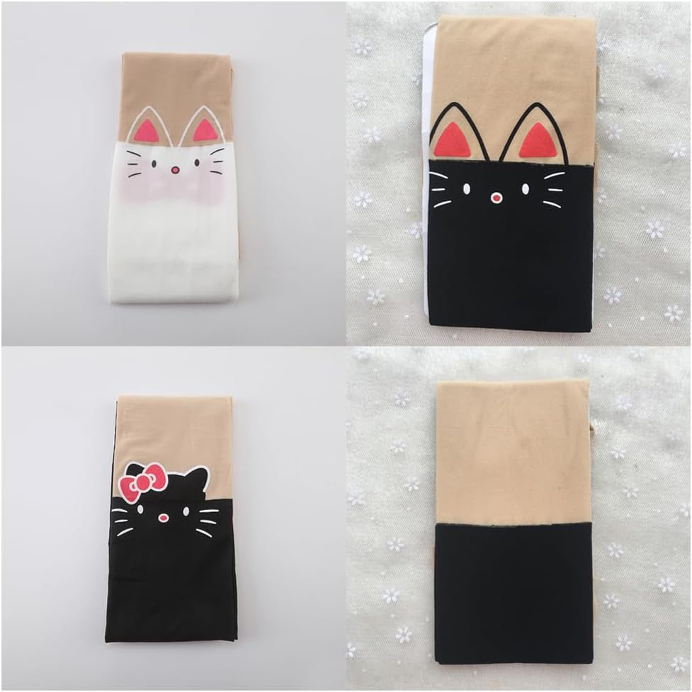 Cute Pantyhose Stockings,Cartoon Animal Cat Printing Semi Sheer Cosplay High Waist Socks Tights Legging