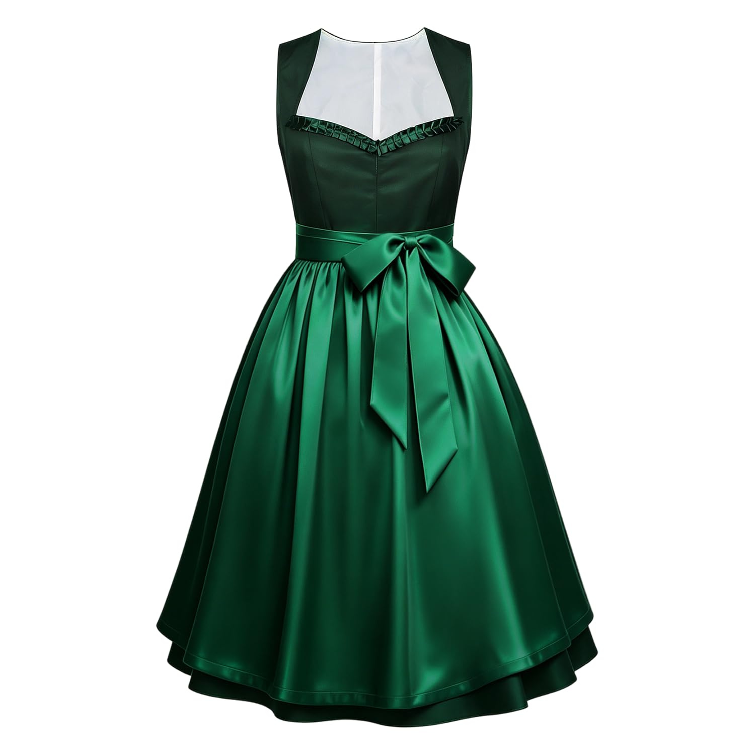 Dirndl Damen Midi Lang, Trachtenkleid mit Dirndlschürze, Grün Größen XXL Dirndl Trachtenrock Trachtenmode Dirndlkleid, Damen Oktoberfest Outfit Dresses