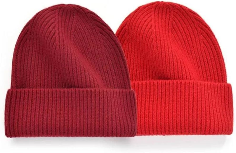 Women's Solid Wool Knitted Versatile Cold Thickened Warm Beanie Cap Hat
