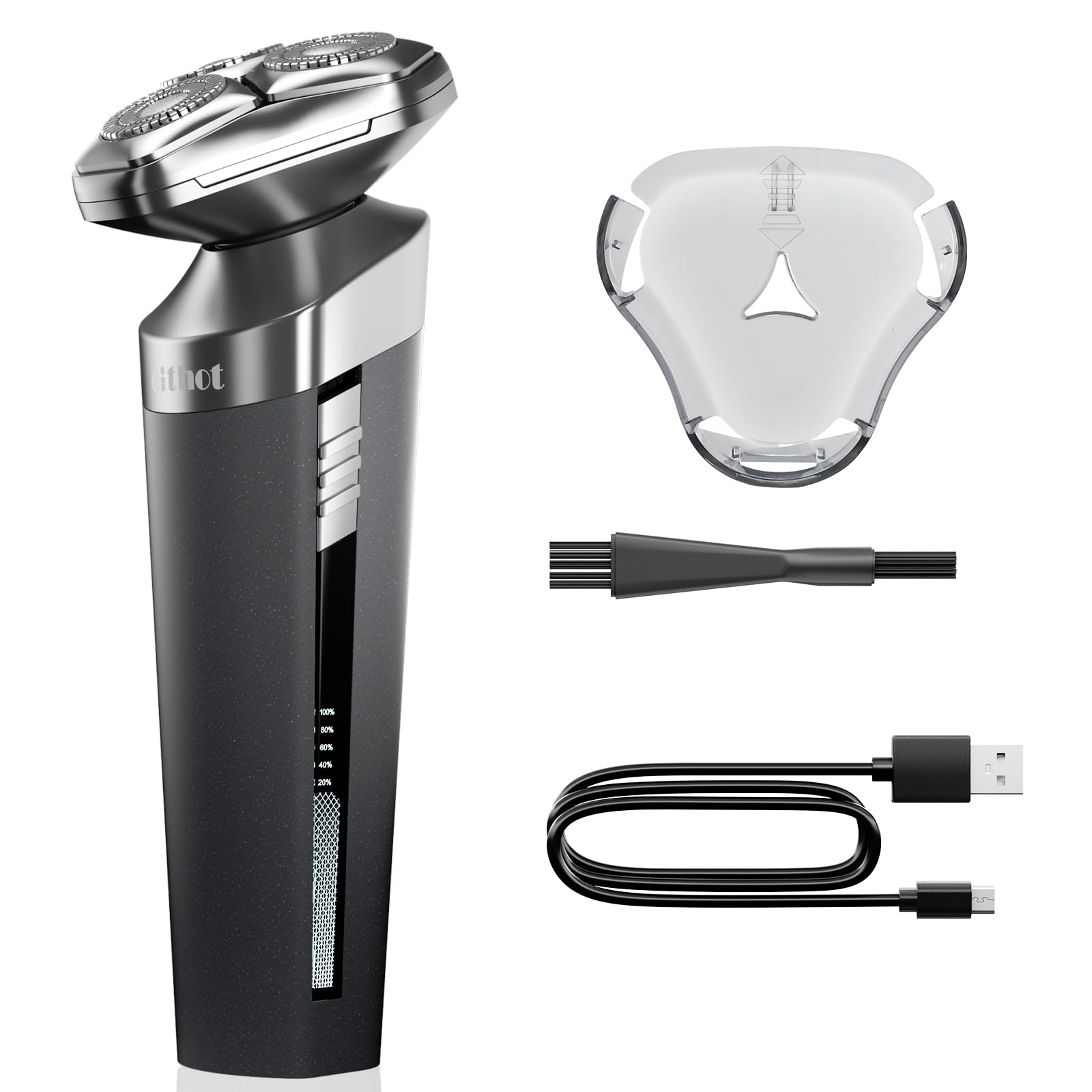 CITHOT Maquinilla de afeitar eléctrica para hombre IPX7, Afeitadora Flotante 3D, Maquina de afeitar hombre de Recargable en Seco y Húmedo, Cuchillas Autoafilables Magnéticas, Batería 120 Minutos