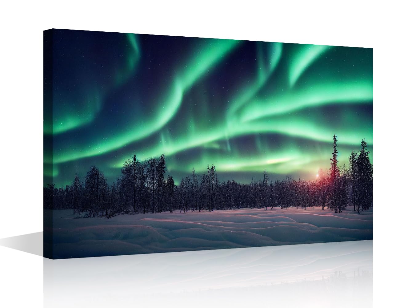 TISHIRON Northern Lights Wall Art for Living Room Aurora Borealis Canvas Wall Art Forest Pictures Posters Modern Wall Decor Art for Bedroom Office Paintings Framed Ready to Hang, 12" Wx18 H โ image 1