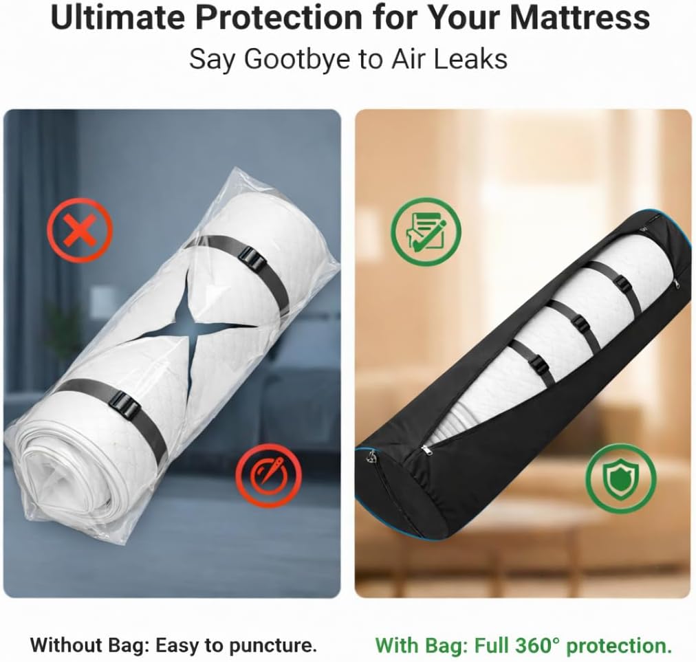 GONGKANGYUAN Heavy Duty Oxford Mattress Storage Bag, Protective Carrier for Vacuum Seal Mattress Bag, Fits Full, Full XL & Queen Size (Bag Only, 71" x 18")