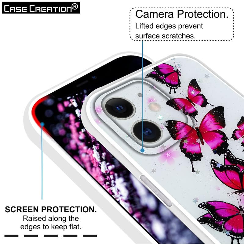 Image of COVERLY Fancy Chain Case Cover for iPhone 12 Pro, Wrist Holder Butterfly Stand Cotton Candy Dream Charming Flower Design Rainbow Girlish Full Protective Bracelet Fashion Case for Apple iPhone 12 Pro