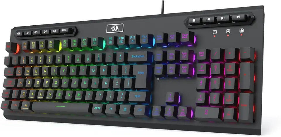 Teclado Gamer Redragon Aditya, Membrana, RGB, ABNT2 - K513-RGB PT - Preto
