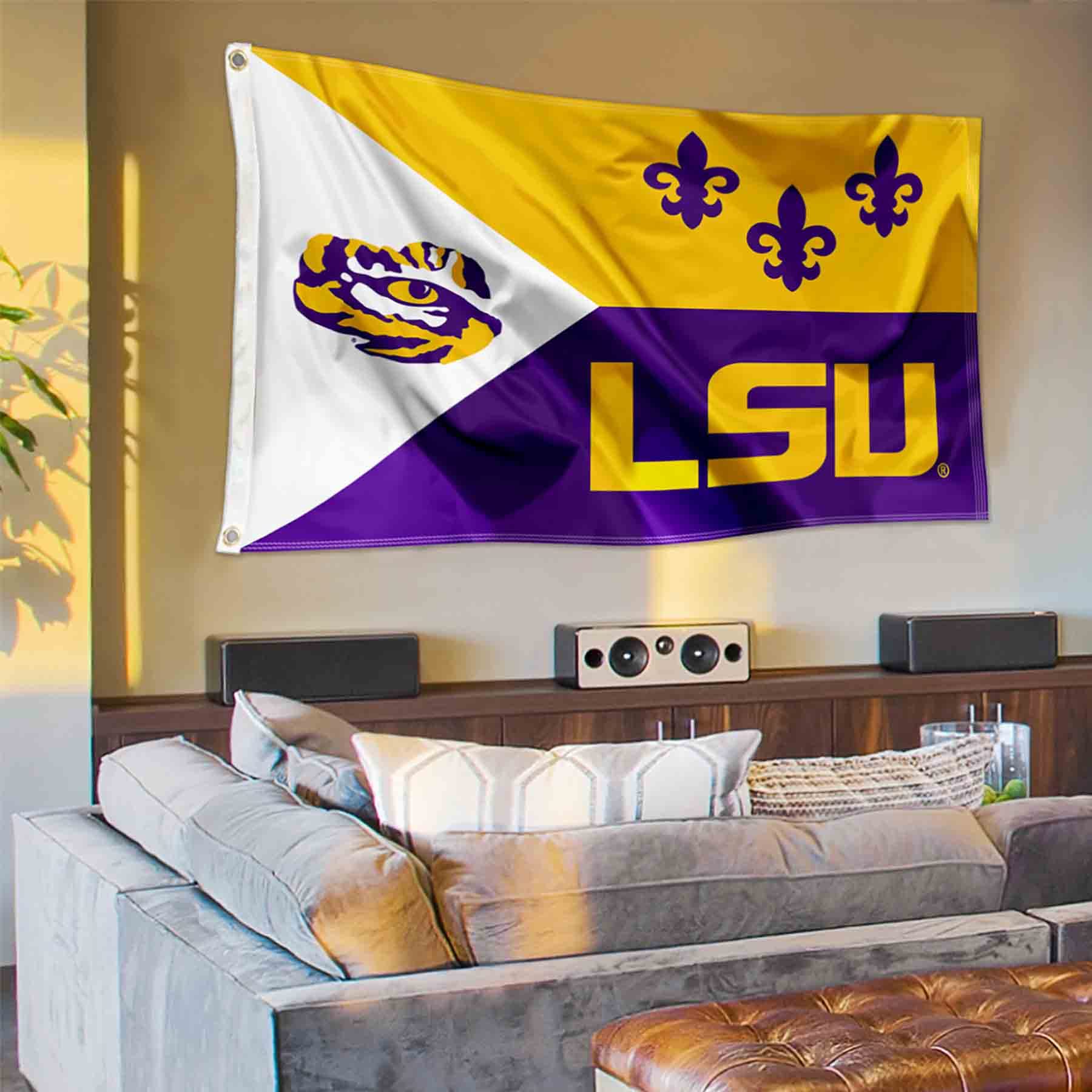 LSU Tigers Acadian Flag - 3x5 Feet Officially Licensed Polyester Flag With Grommets