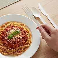 Vista 9 de Juego de cubiertos 100% compostables, 300 tenedores, cucharas y cuchillos desechables, utensilios resistentes a base de plantas de 7 pulgadas