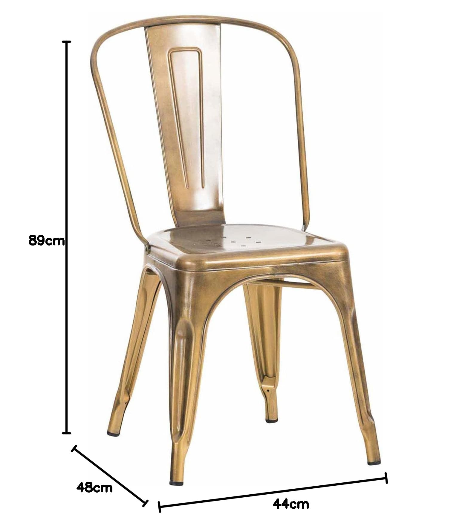 CLP Silla Apilable de Metal con Respaldo Benedikt, Silla Bistró para Hostelería y Cocina, Diseño Robusto y Resistente hasta 200 kg Color:Oro