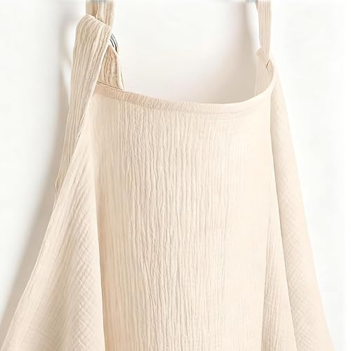 Funda de lactancia 100% de muselina Cubierta suave y transpirable para lactancia materna con cuello de arco y correa ajustable para el cuello,