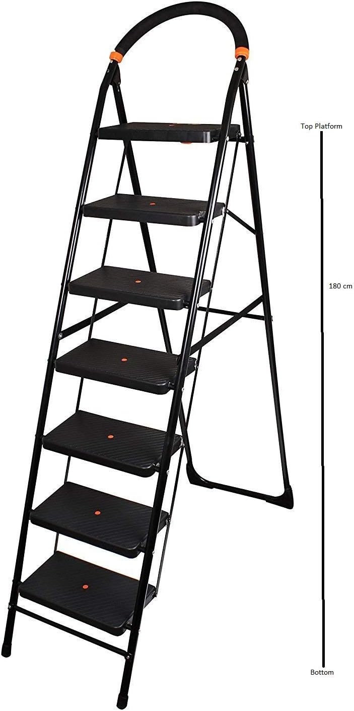 TRUPHE Anti Skid Foldable 7 Step Ladder (Black)