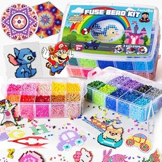 FunzBo Fuse Beads for Kids - 23000PCS 5mm Bead 106 Patterns Fusebead Melty Fusion Colored Arts and Crafts Set for Boys Girls Age 4 5 6 7 8 Year Old Brithdays Gifts for Kids (Mega)