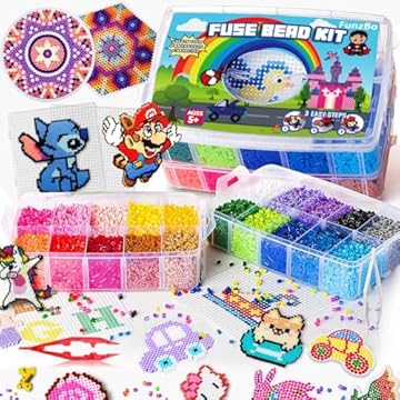 FunzBo Fuse Beads for Kids - 23000PCS 5mm Bead 106 Patterns Fusebead Melty Fusion Colored Arts and Crafts Set for Boys Girls Age 4 5 6 7 8 Year Old Brithdays Gifts for Kids (Mega)