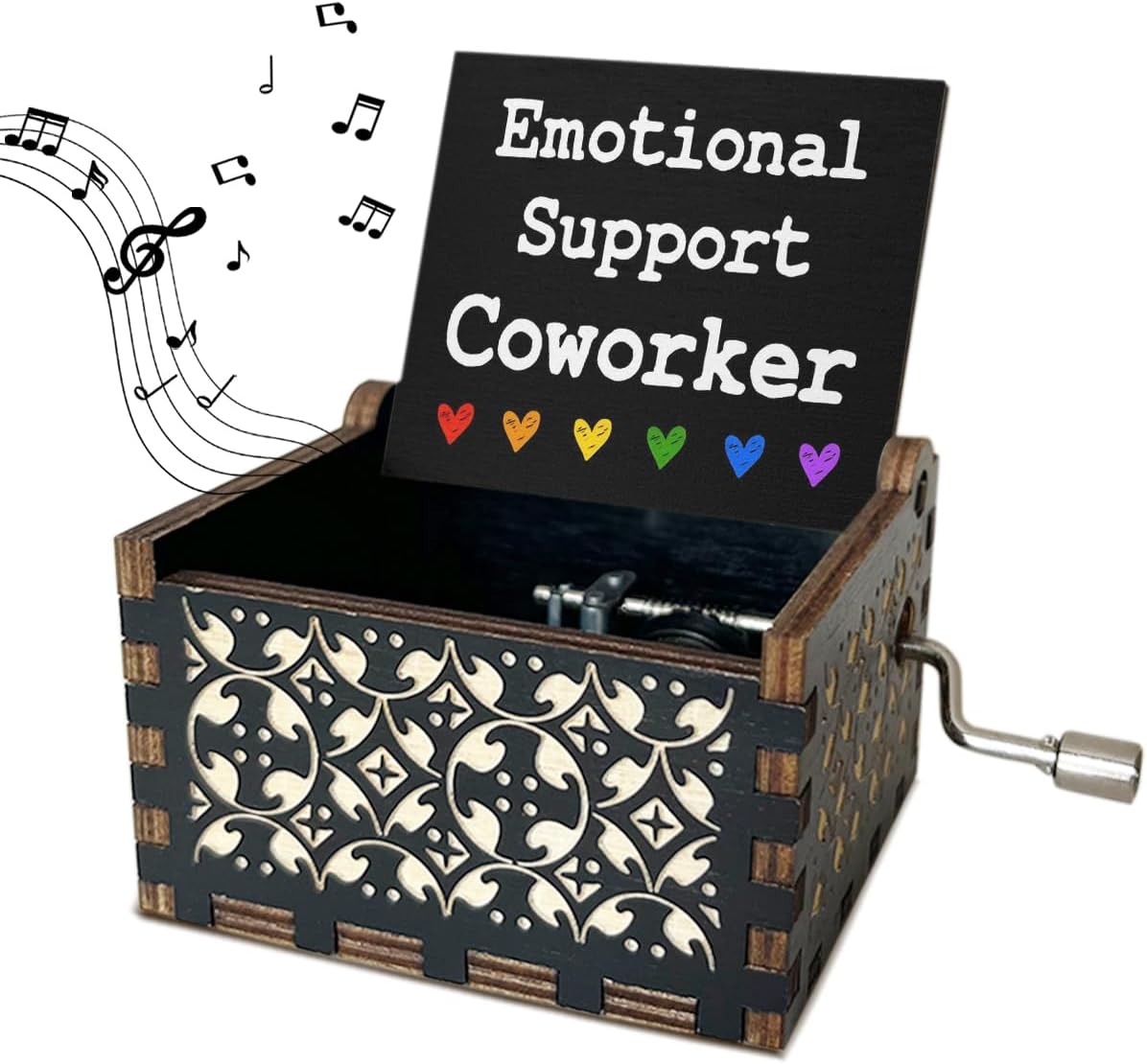 Emotional Support Coworker Wooden Music Box with Handle Coworker Appreciation Gifts Vintage Hand Crank Antique Music Boxes U R My Sunshine Music Boxes for Women Office Gifts for Women - DH437