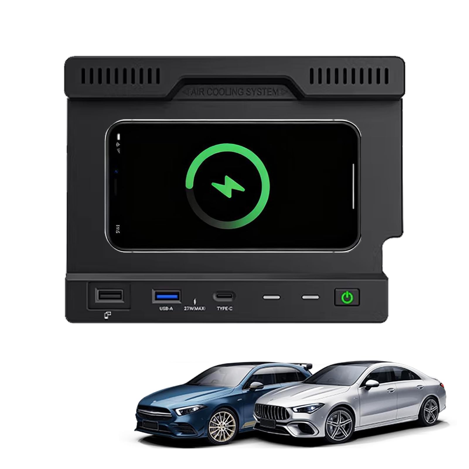 Bezprzewodowa ładowarka Samochodowa Telefonu do Mercedes-Benz A-Class B-Class GLA GLB CLA AMG 2019-2023, Konsola środkowa Akcesoria Podkładka ładująca, Szybka ładowarka do i-Phone Sam-sung