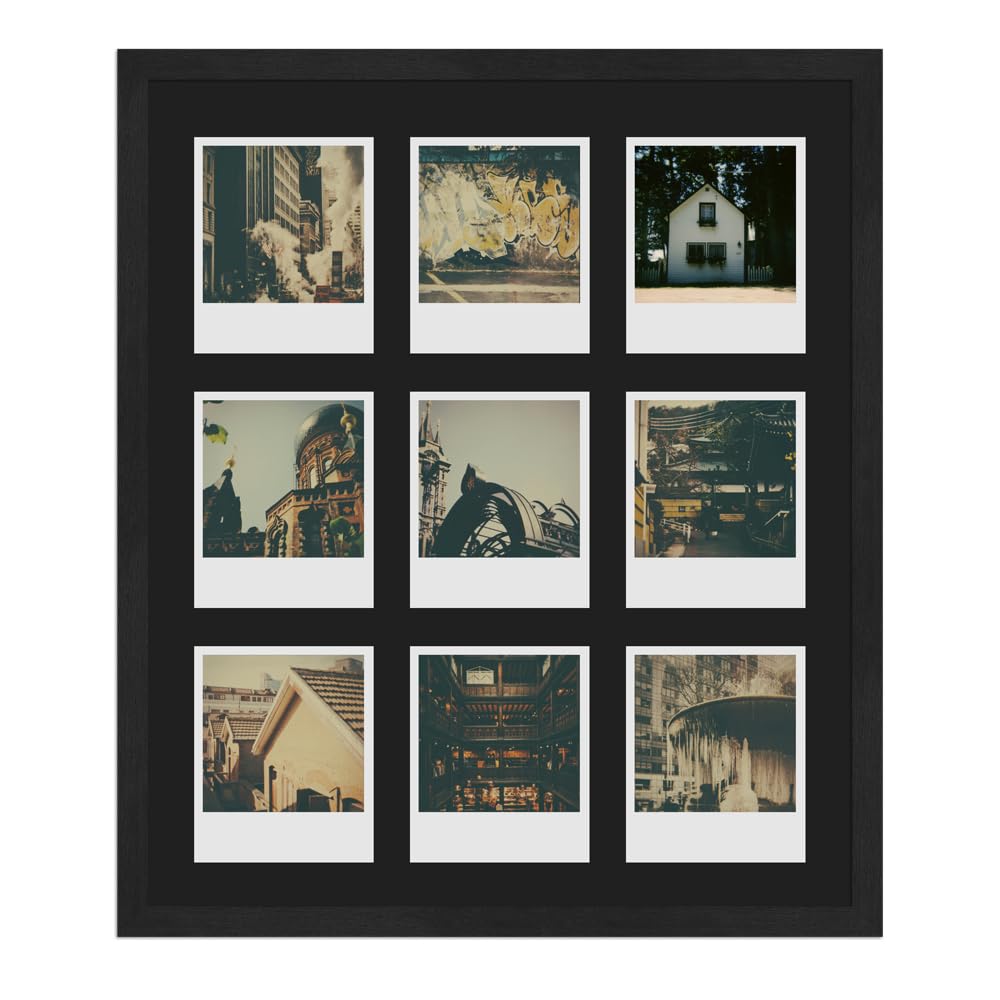 WANDStyle Polaroid Bilderrahmen Schwarz, Sofortbild Polaroid Rahmen Holz