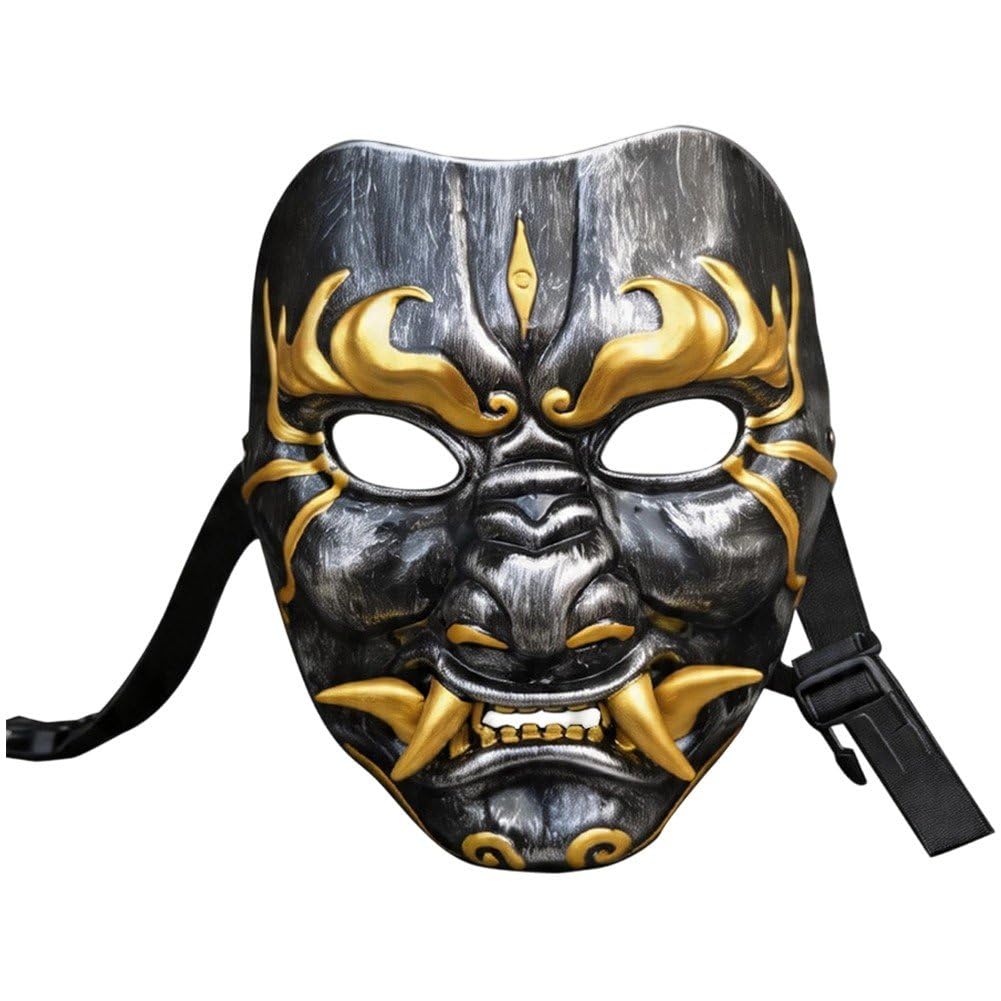 Fituenly Japanese Prajna Kabuki Halloween Cosplay Mask Sealed Devil Hannya Oni Samurai Full Face Mask Grimace Props Cosplay