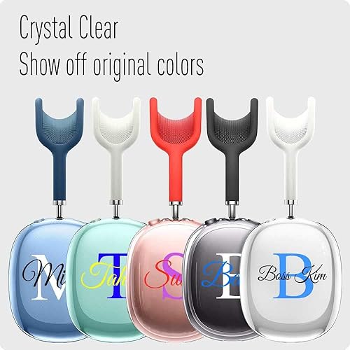 Miniatura 4 de Funda transparente con nombre y inicial para Apple AirPod Max, finas cubiertas protectoras transparentes para los oídos (transparente)