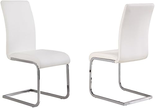 Miniatura 4 de ARMEN LIVING Amanda - Juego de 2 sillas tapizadas de piel sintética blanca con acabado cromado, color negro