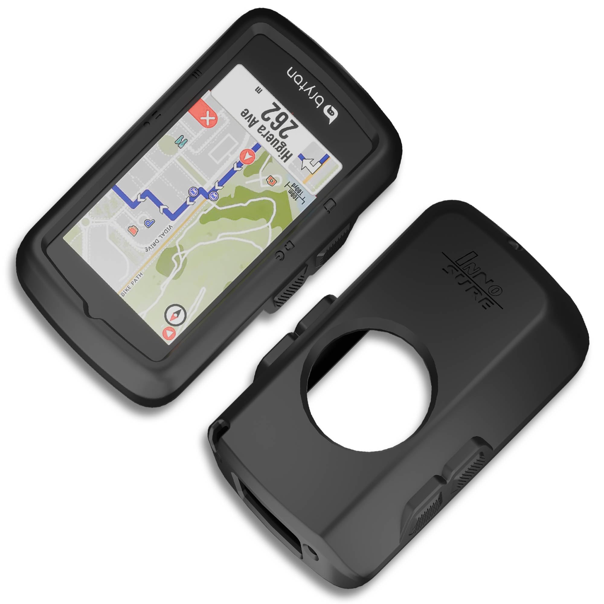 [Lot de 3] Coque en silicone de qualité supérieure x 1 et 2 films de protection d'écran en verre trempé transparent HD pour Bryton Rider S810 E/T, anti-chute, antistatique, antidérapant