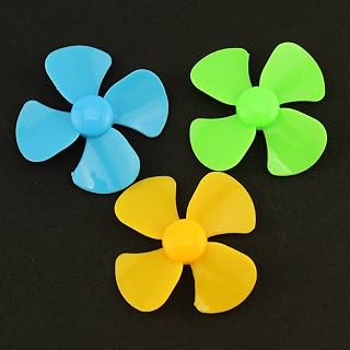 QUENPE 20 Piezas hélice de 4 aspas diámetro 60mm Apertura 1,5mm ABS PC Modelo Paleta Amarillo Azul Verde Hoja de Ventilador Prop DIY Tech Accesorios de fabricación Modelo de hélice de Barco (Color :