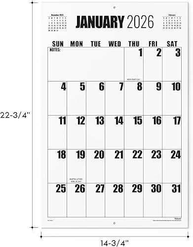 Miniatura 7 de Calendario de pared 2026-2027, calendario Nekmit 2026 de enero de 2026 a julio de 2027, 22 34 pulgadas x 14 34 pulgadas, calendario de pared de