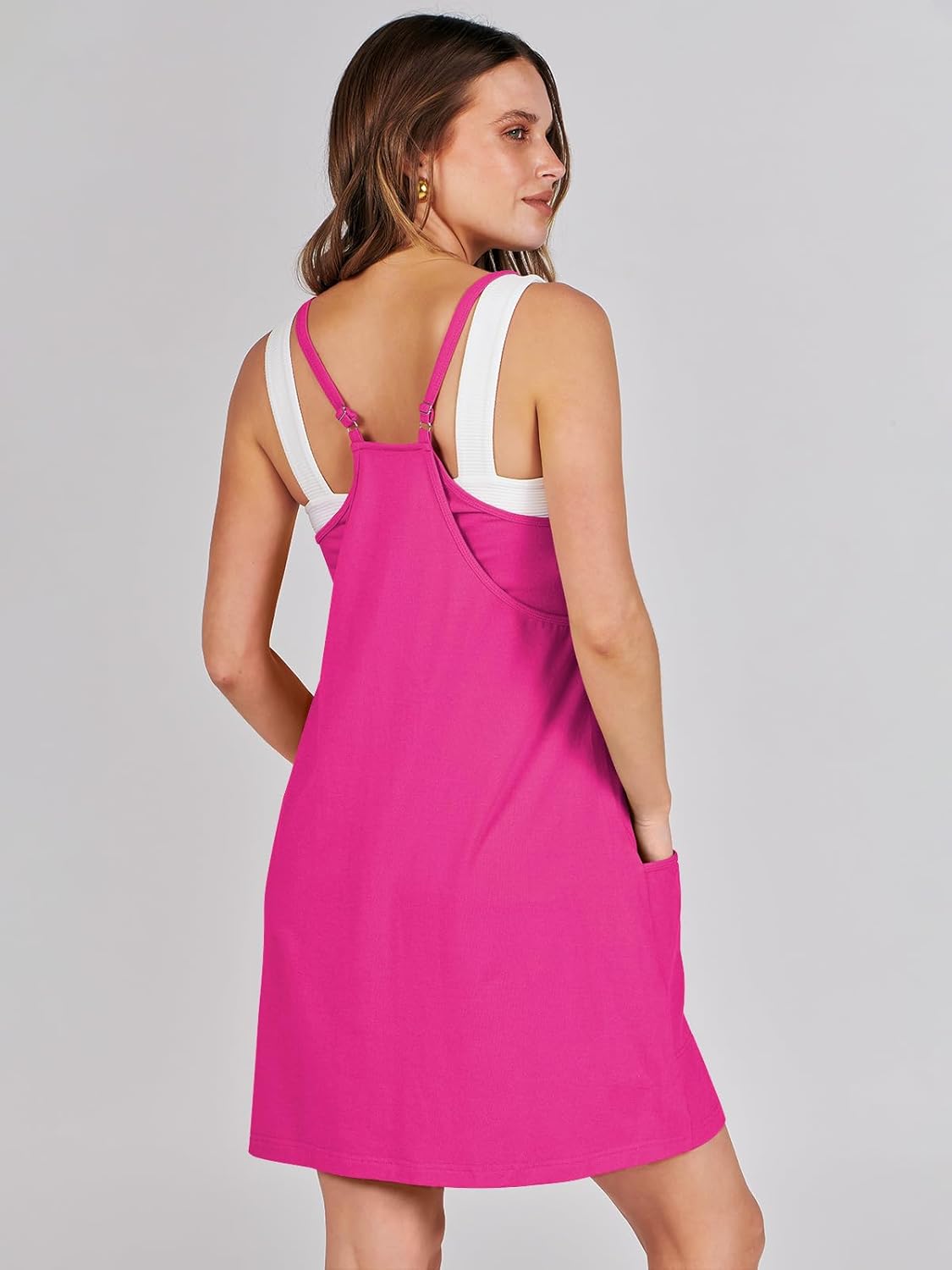 Caracilia Womens Summer Athletic Mini Dress Casual Sleeveless Built in Shapewear Romper Short Sundress Tennis Workout Outfits - Image 5