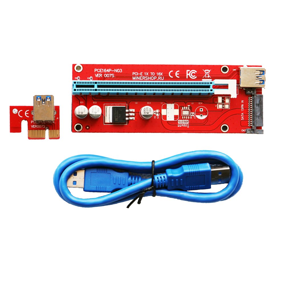 20pcs Ver 007S PCI-E Riser Adapter Card Powered PCIe VER 007 16x to 1x  w/60cm USB 3.0 Extension Cable & 6-Pin PCI-E to SATA Power Cable for Bitcoin  Mining: Amazon.co.uk: Computers &