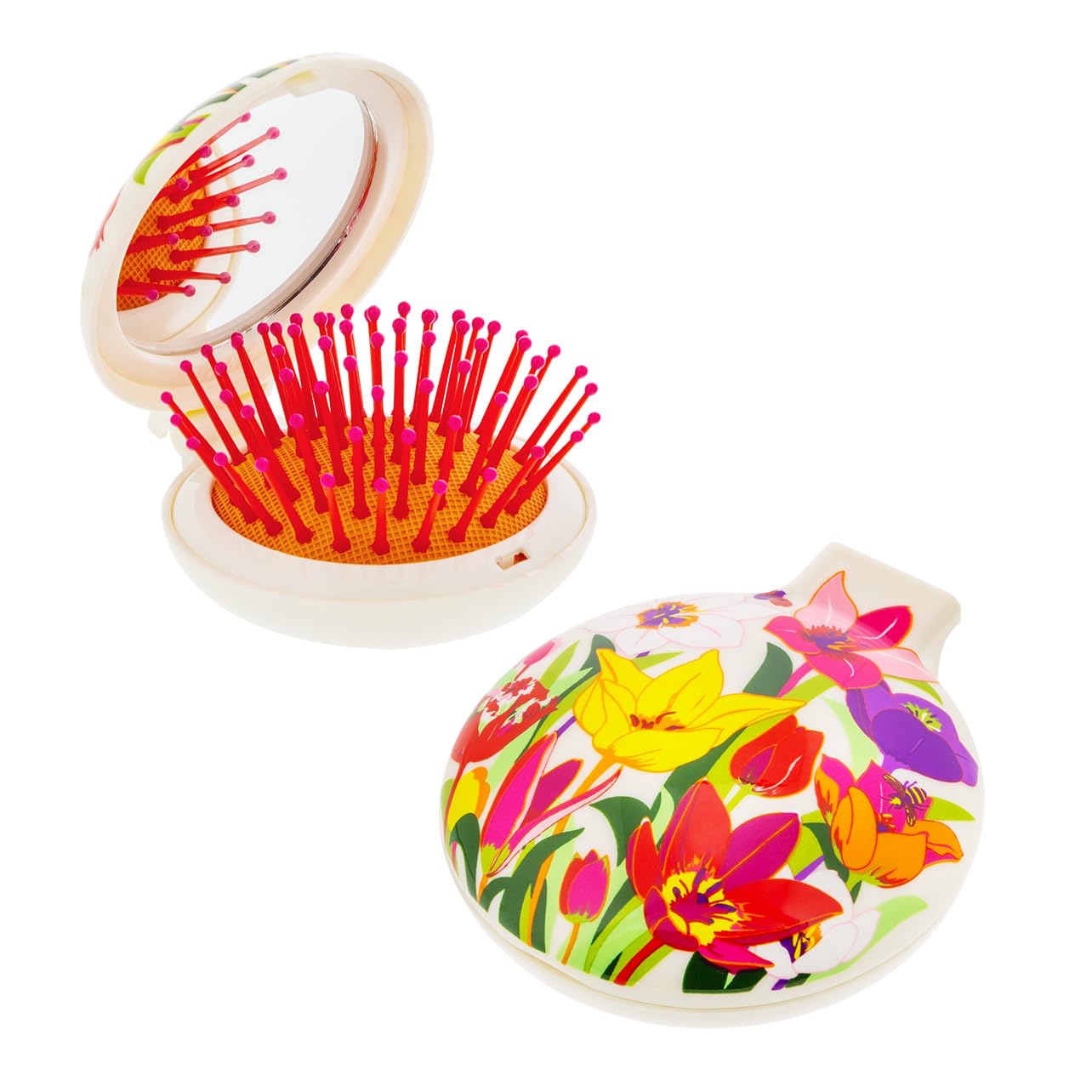 Pylones - Aynalı saç fırçası 2'si 1 arada – Lady Retro – laleler