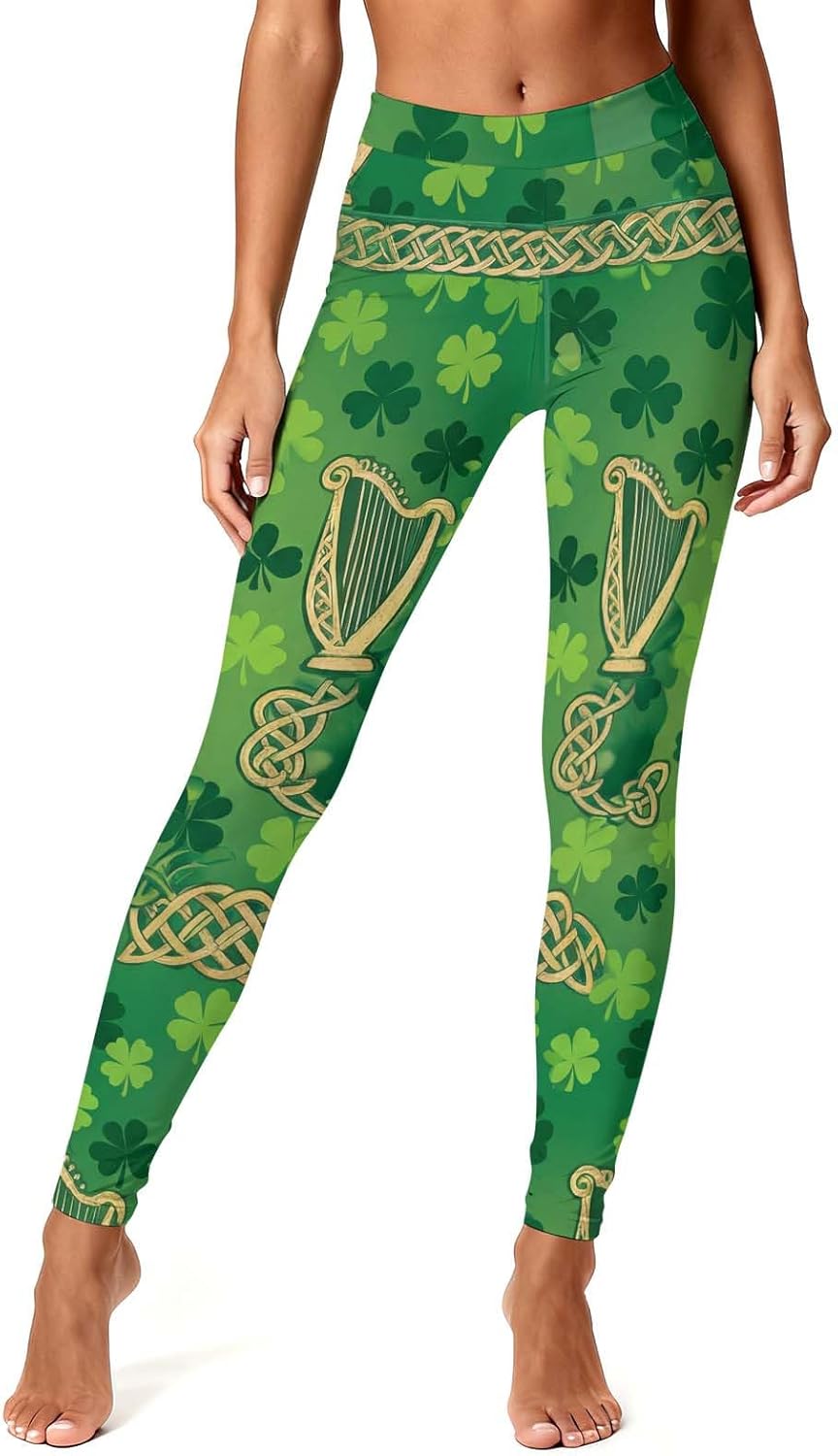St Patricks Day Leggings for Women Shamrock Colored Pants Casual Fitness Sports Yoga Pant High Waisted Stretchy Tight - Image 6