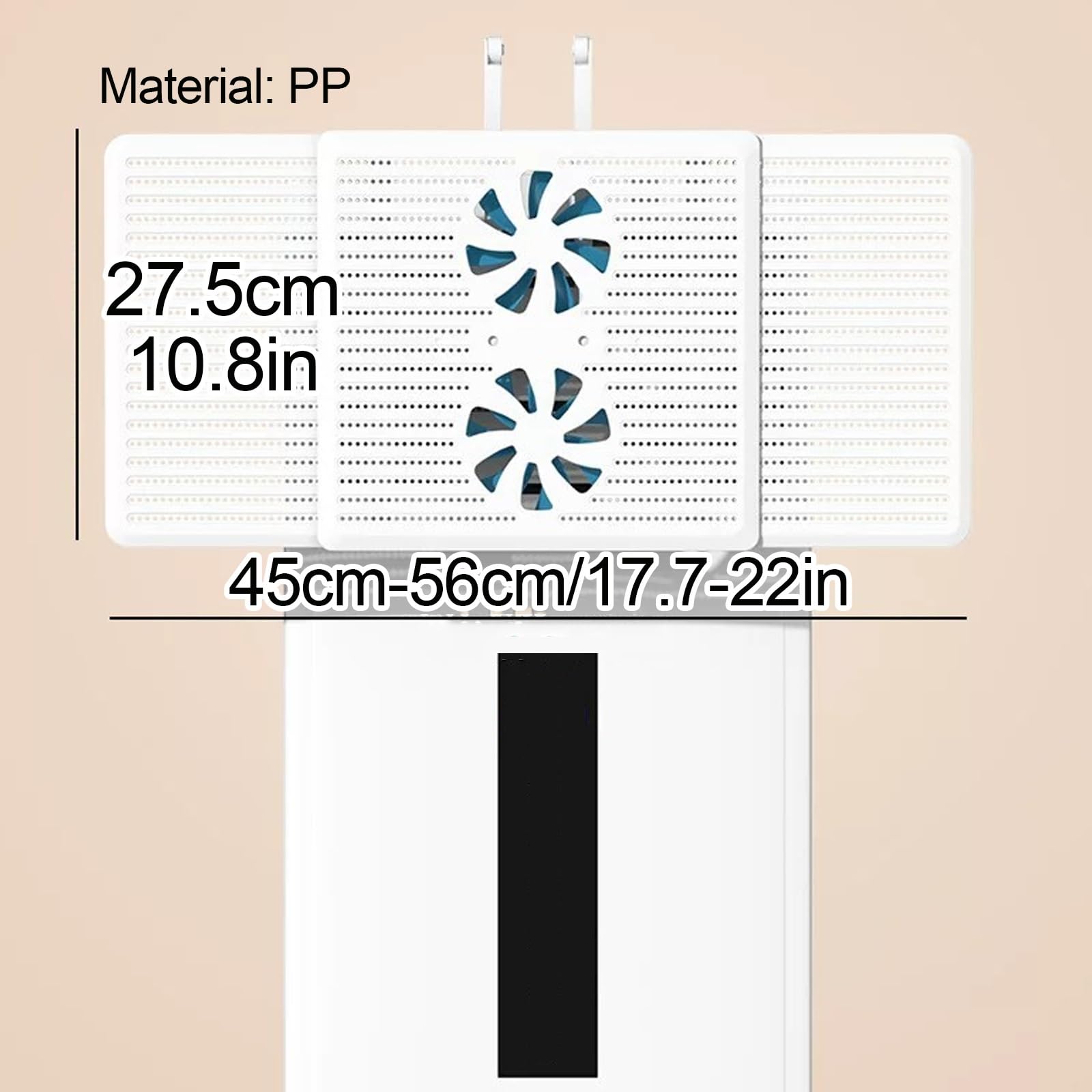 Deflettore Climatizzatore Pavimento, PP 45-56cm, Regolazione Aria 270° | Paravento Condizionatore Estensibile, Pannello Forato con Fissaggio Adesivo, per Unità Verticali Domestiche