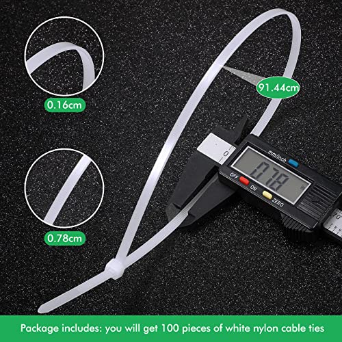 100 Pcs Zip Ties Cable Ties Heavy Duty Wire Ties Zip Ties For Indoor And Outdoor Binding Fences, Awnings Tying, Branches Bundling Of Crops (White, 36 Inch) #TOP1