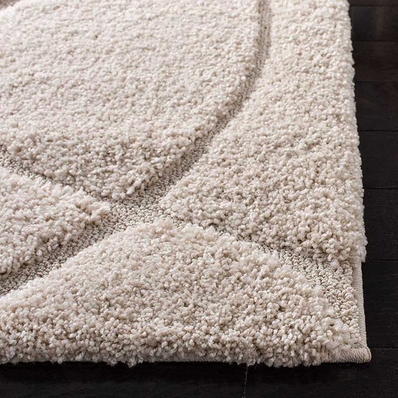 Image of Super Ultra Soft Collection of Finishing Anti Slip Shaggy Fluffy Fur Rugs and Carpet for Living Room, Bedroom, Hall Area High Pile with Your Kids Room, Bedside Runner 2x5 Feet Ivory & Ivory