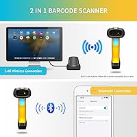 Vista 7 de NETUM Escáner de código de barras Bluetooth industrial QR, actualizado con base de carga, lector de código de barras inalámbrico 2D 1D 2600mAh