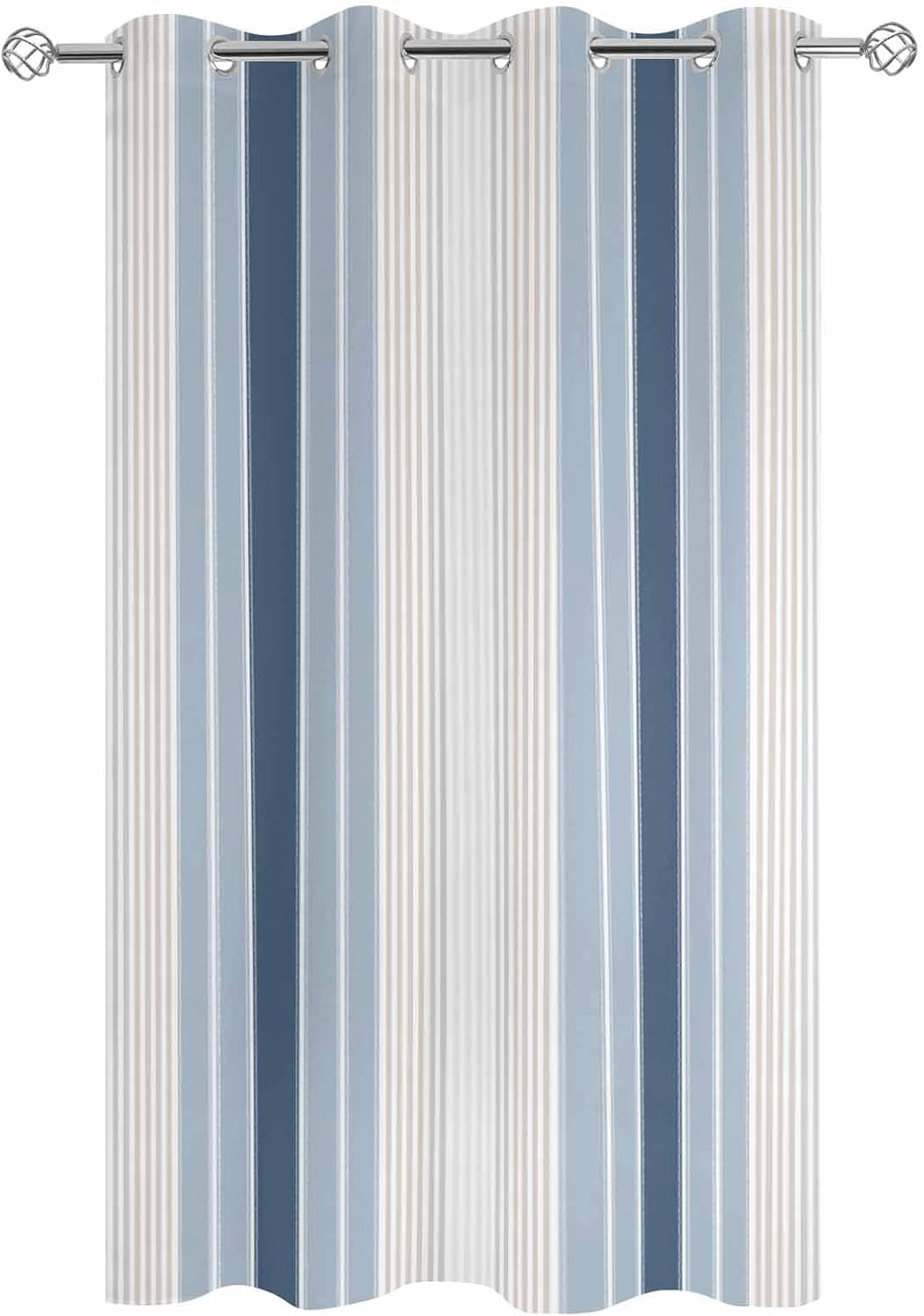 Blue Grey Stripe Outdoor Curtains for Patio Waterproof, Grommet Outdoor Privacy Panels, Farmhouse Simple Striped Weatherproof Outside Curtains for Porch/Cabana 54" Wx108 L, 1 Panel