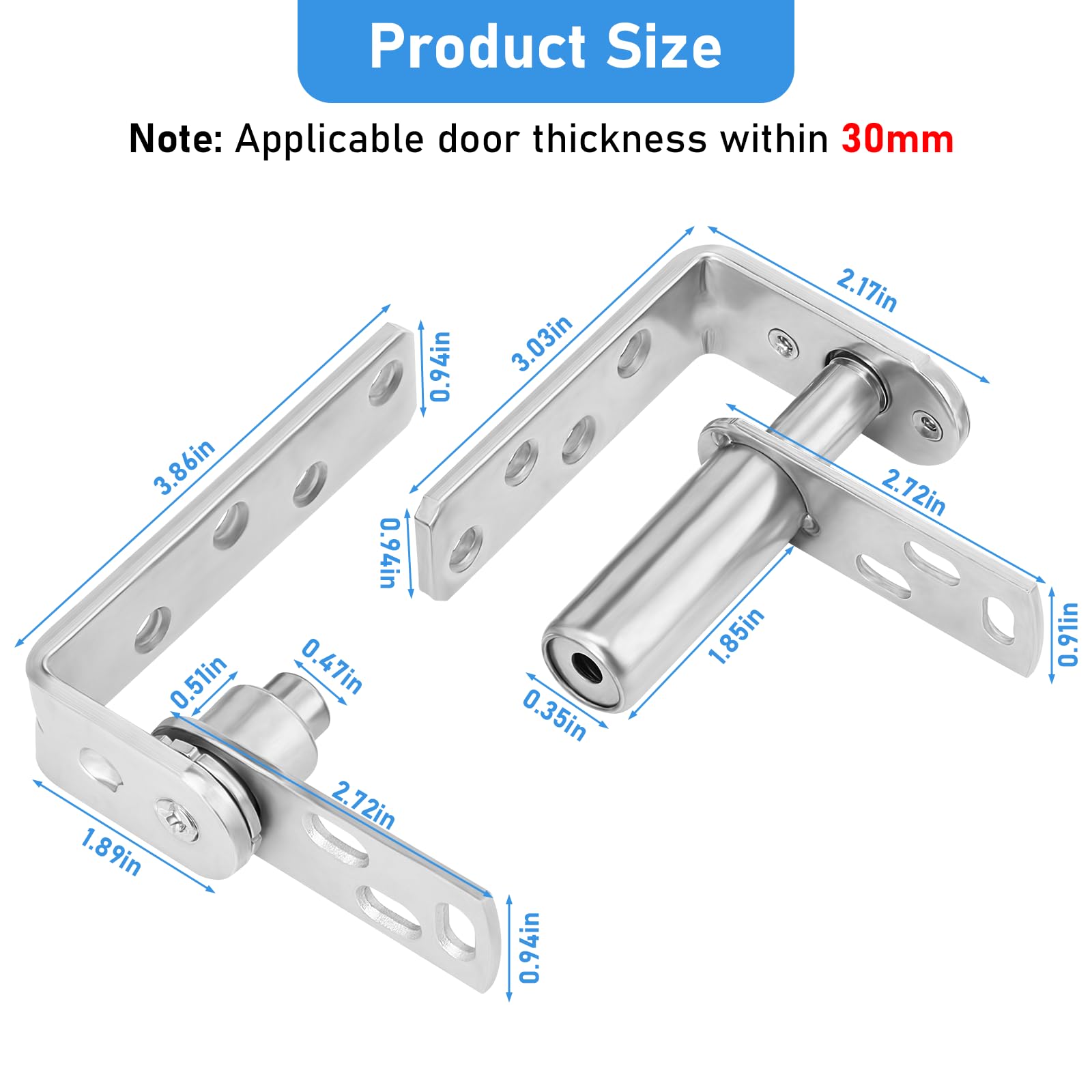 Fenghome 304 Stainless Steel Door Pivot Hinges, Self-Return Heavy Duty Swinging Door Hardware for Cafe Bar, and Swing Doors - Image 4