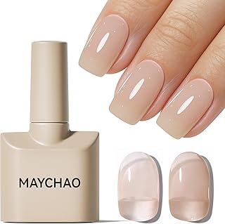 15ML Natural Nude Gel Nail Polish 1Pc Transparent Nude Gel Polish Soak Off UV LED Translucent Nail Polish Nail Art Starter Manicure Salon DIY at Home, 0.5 OZ
