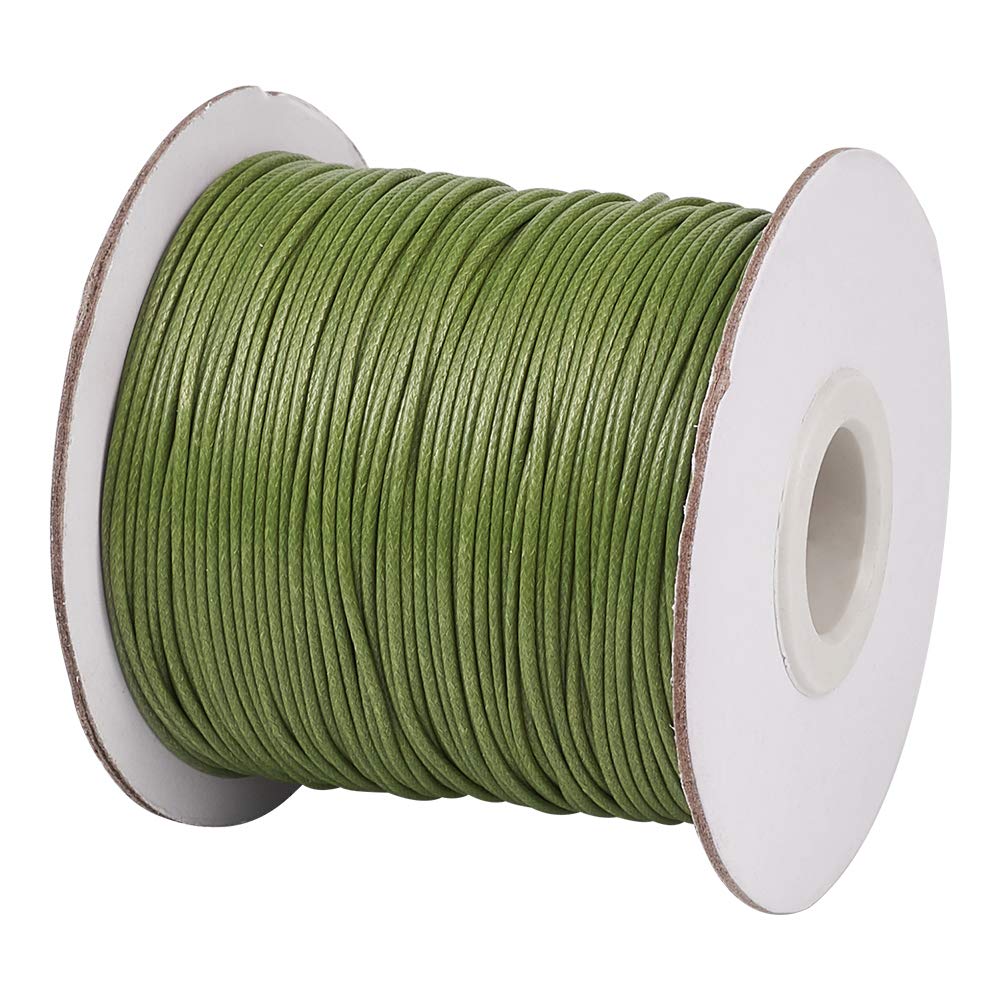 Cheriswelry 85yards 1mm Waxed Cotton Cord Thread Beading String Rope with Spool for Jewellery Making Macrame,OliveDrab