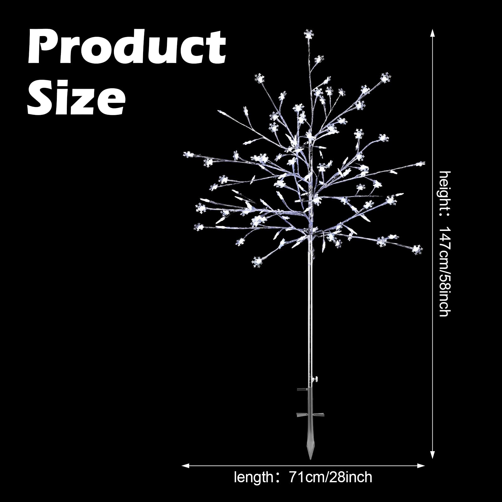 1 Pack 5Ft Outdoor Christmas Decoration Pathway Light Stake Frosty Snowflake Christmas Tree White Light Pre Lit for Outside Yard Garden Lawn Patio Walkway Christmas Holiday Decoration