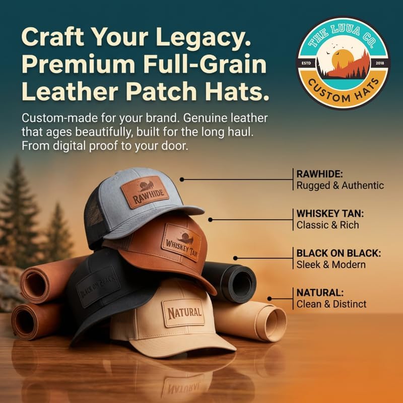 Richardson 112 Full Grain Leather Patch Hat Personalized Hats for Men & Women-Laser Engraved Machine-Stitched - Image 4