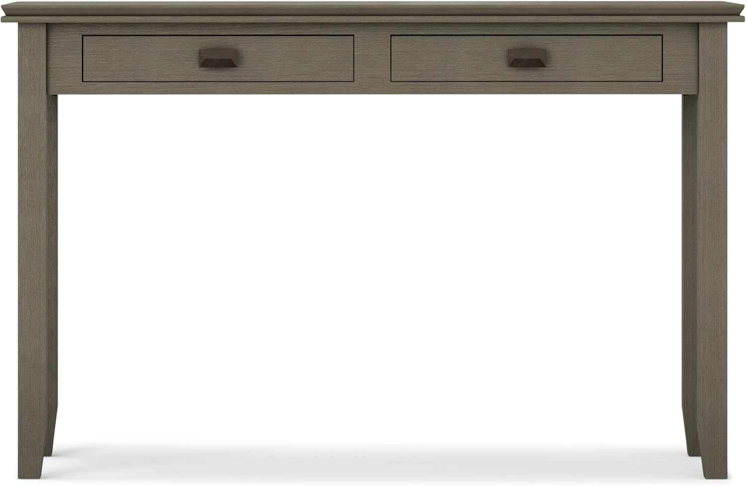 SIMPLIHOME Artisan Console Table - 46 Inch Wide Solid Wood Sofa Table in Farmhouse Grey, Transitional Storage Table for Entryway or Living Room with 2 Drawers and Clean Angle-Edged Top
