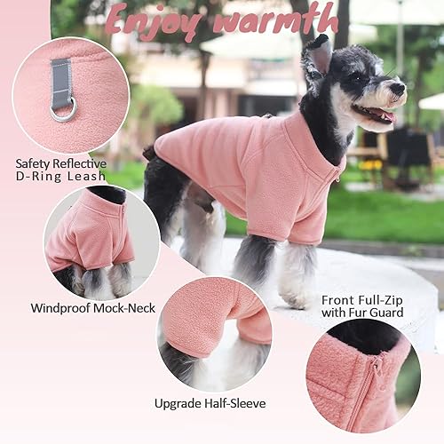 Miniatura 4 de Suéter de forro polar con cremallera completa para perro, chaqueta de forro polar para perro, abrigo de invierno para perro, ropa cálida para perros