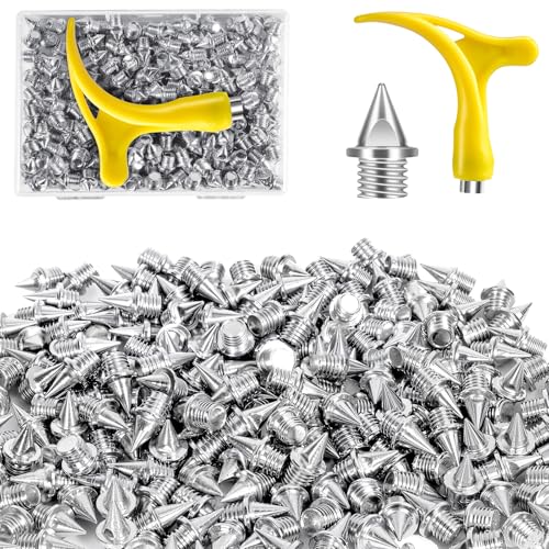 1/4 Inch Track Spikes,130pcs Stainless Steel Pyramid Shoe Spikes with Spike Wrench for Track and...