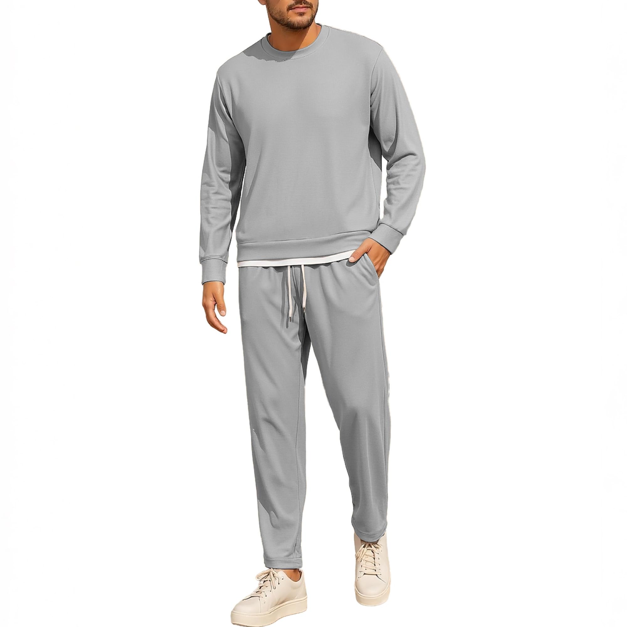 congluoki Men Tracksuit 2 Piece Long Sleeve Pullover Outfits Casual Sweatshirt & Jogging Sport Suit Sets with Pockets