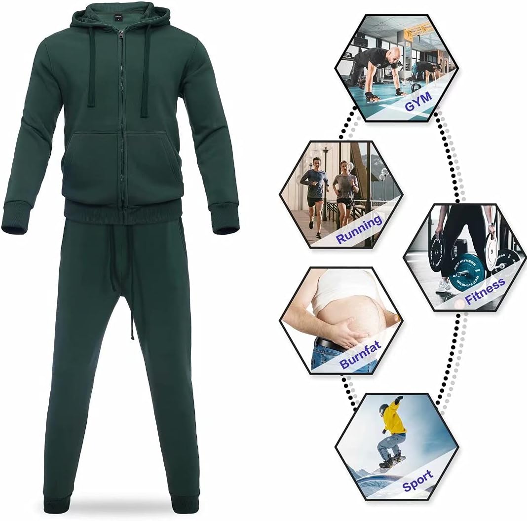 Men's hoodie sweatsuit Full-Zip thick fleece track suits casual jogger set outdoor sportswear