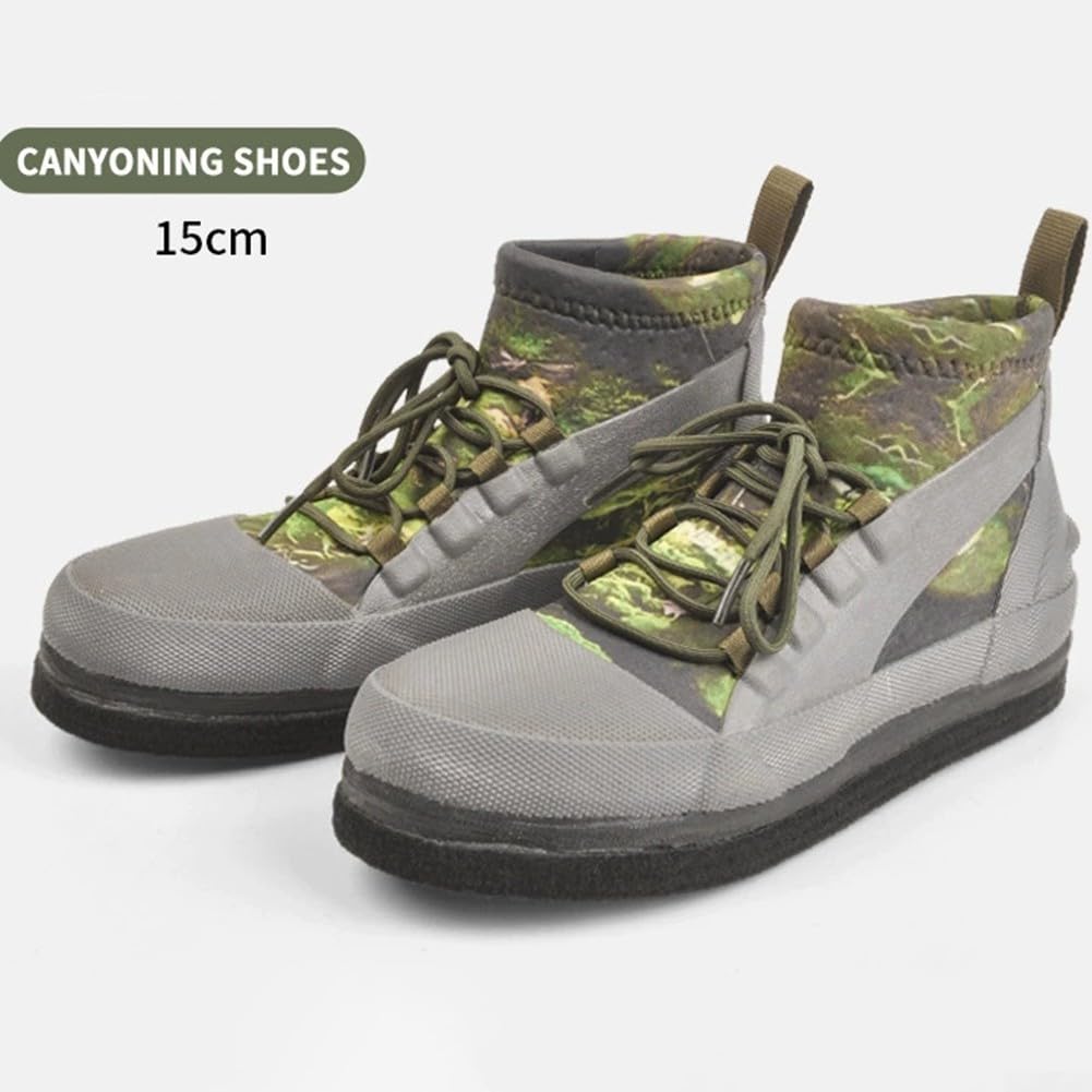 Zapatos de vadeo para hombre y mujer, ligeros, antideslizantes, suela de fieltro, puntera de goma, para pesca al aire libre, río, playa, zapatos de agua, color verde, talla 6-12