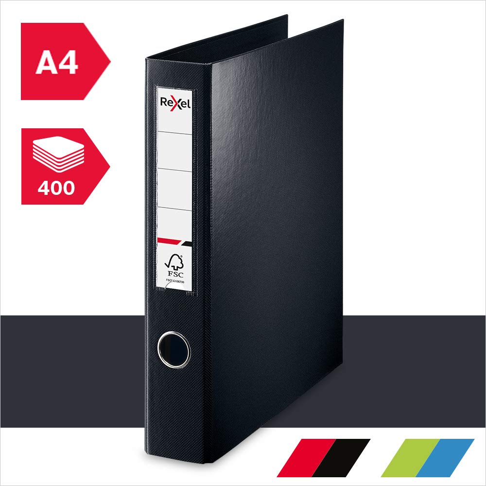 Rexel A4 Ring Binder, Black, 40 mm 4D-Ring Diameter, Choices, 2115553The Forest Stewardship Council
